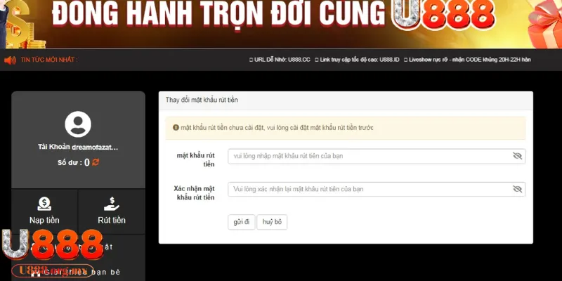 Những điều kiện cần đáp ứng để rút tiền U888