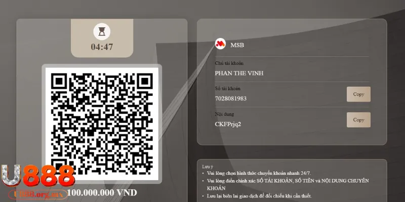 Thao tác nạp tiền nhanh