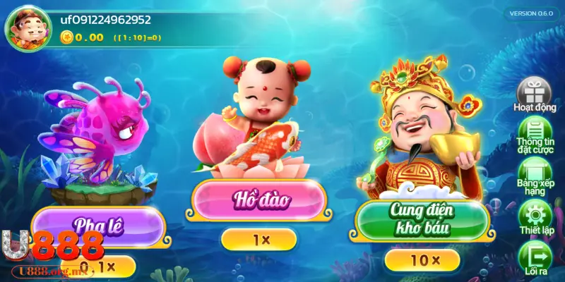 Giao diện game Tiên Nữ Bắt Cá tại nhà cái U888