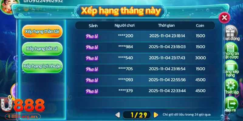 Theo dõi bảng xếp hạng để ra chiến lược chơi có lợi nhất